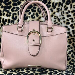 Anne Klein Buckled Satchel with Gold Accents - Blush Pink